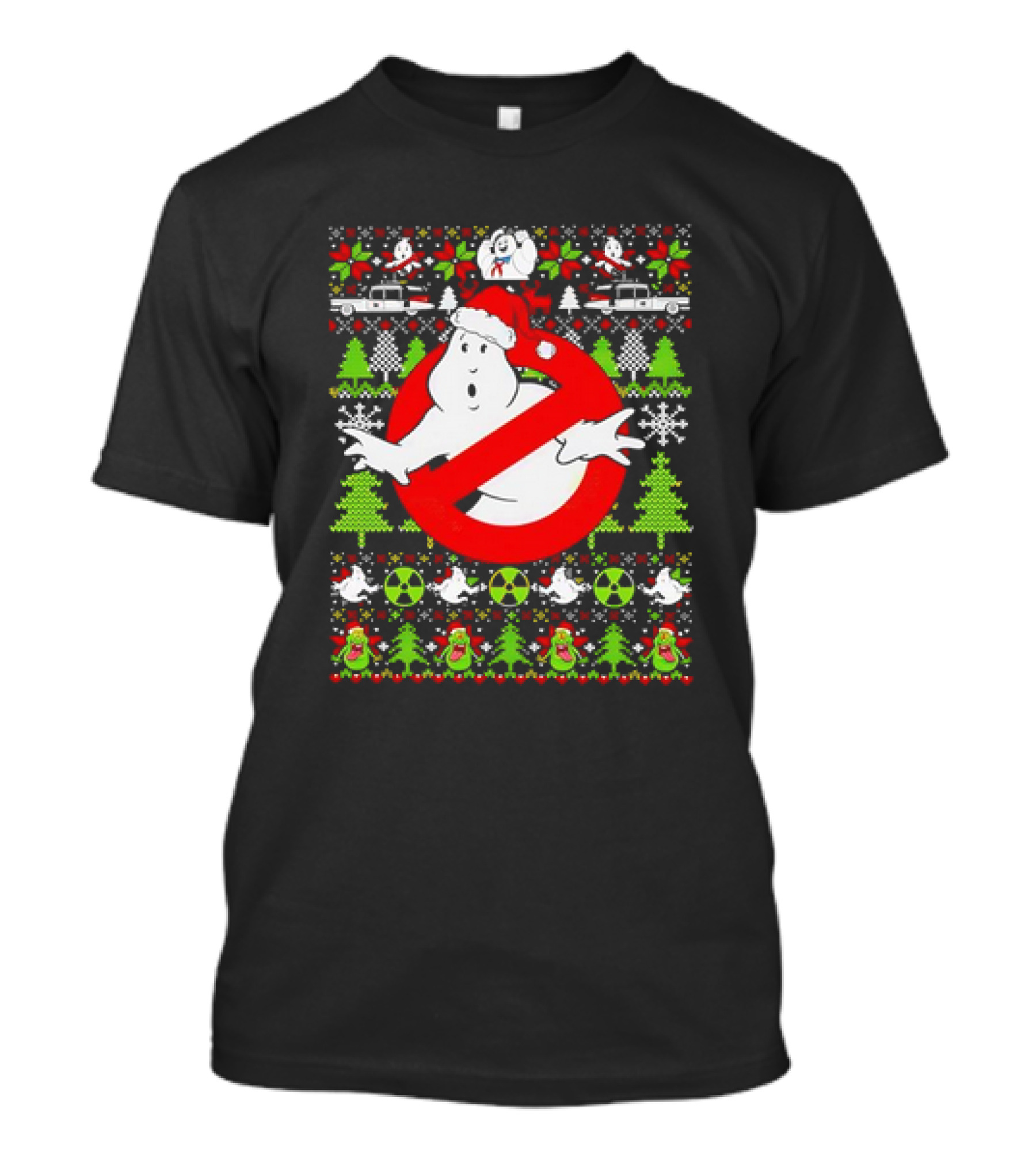 Ghostbusters No Ghost Symbol Christmas Sweater With Santa Hat And Ugly Sweater Icons T-Shirt