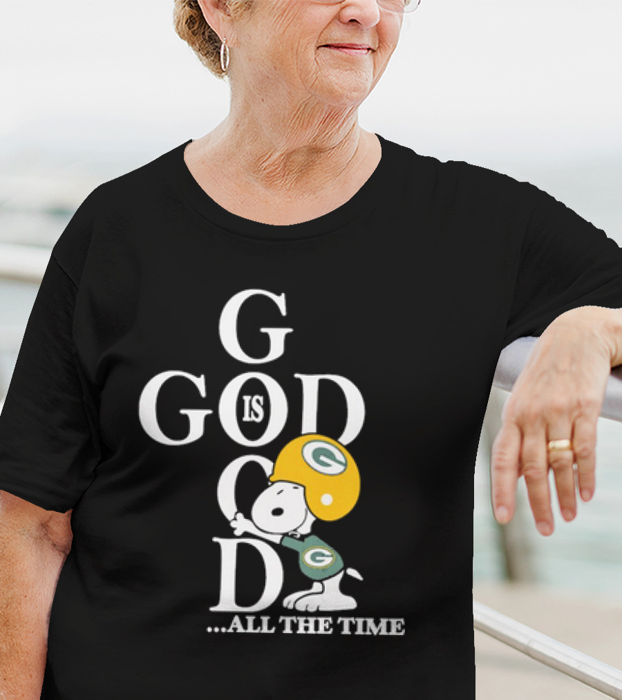 Green Bay Packers Snoopy God Is Good All The Time Football Helmet T-Shirt