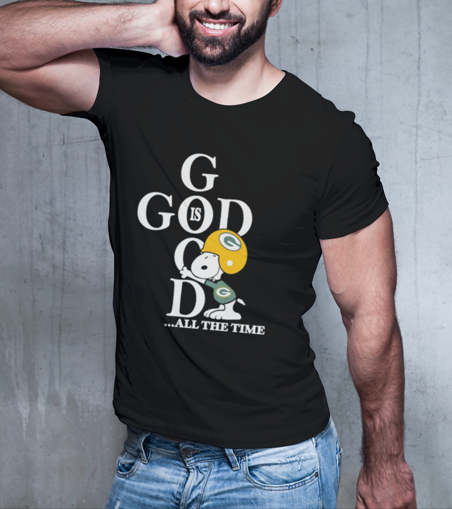 Green Bay Packers Snoopy God Is Good All The Time Football Helmet T-Shirt