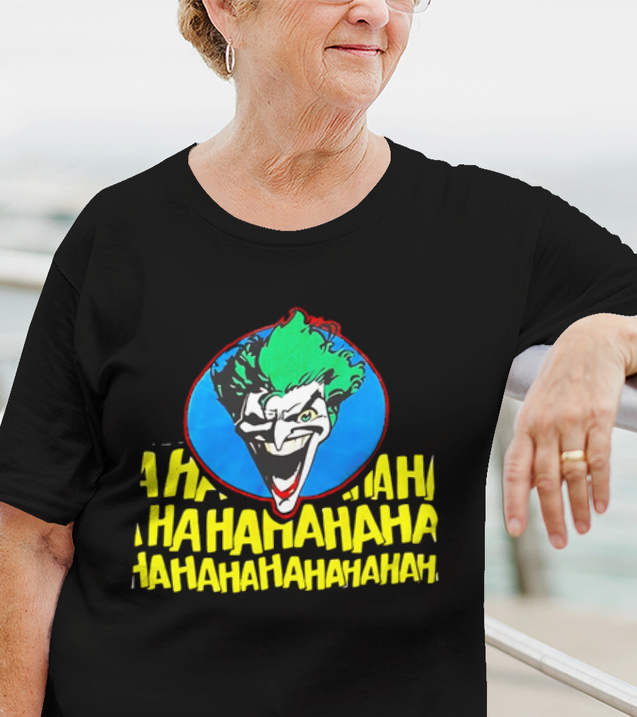 Joker DC Comics 1989 Hahahaha Vintage Iconic Laughing Face And Text T-Shirt