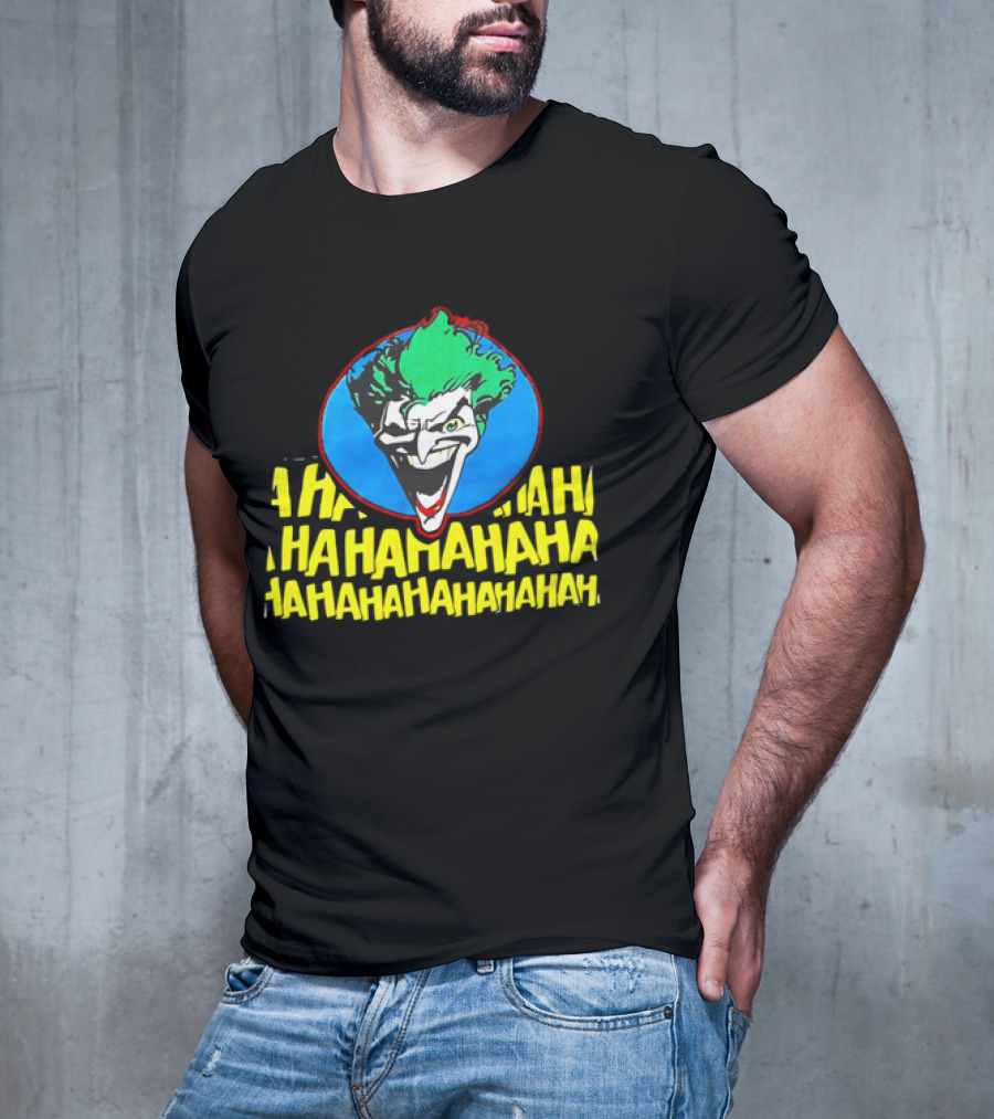 Joker DC Comics 1989 Hahahaha Vintage Iconic Laughing Face And Text T-Shirt
