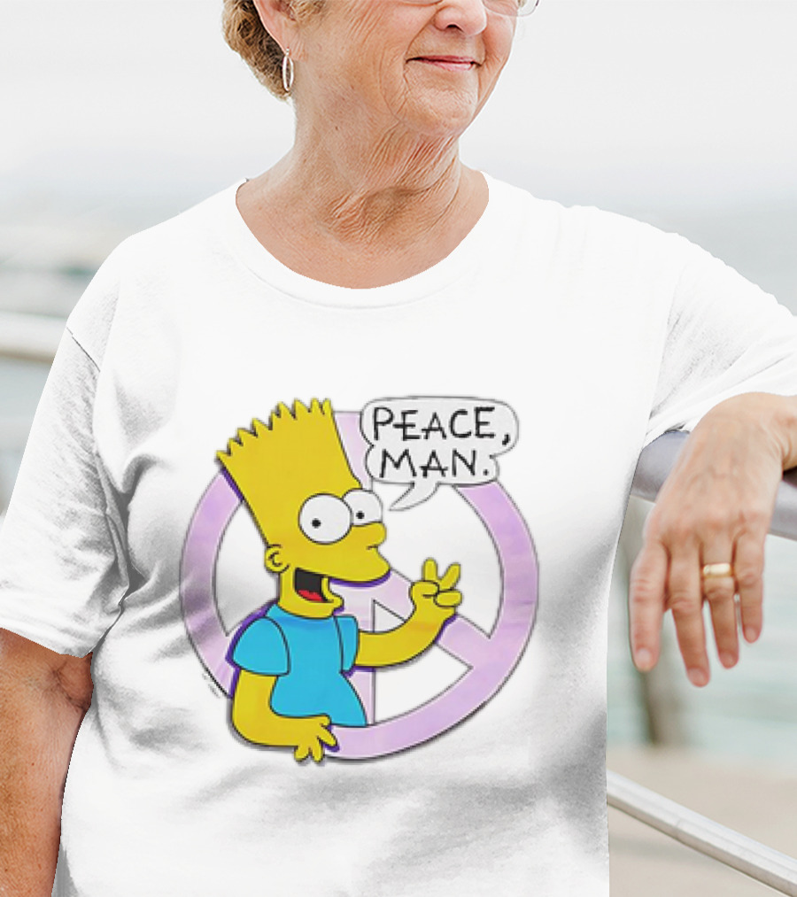 Bart Simpson Peace Man Vintage Iconic Character T-Shirt