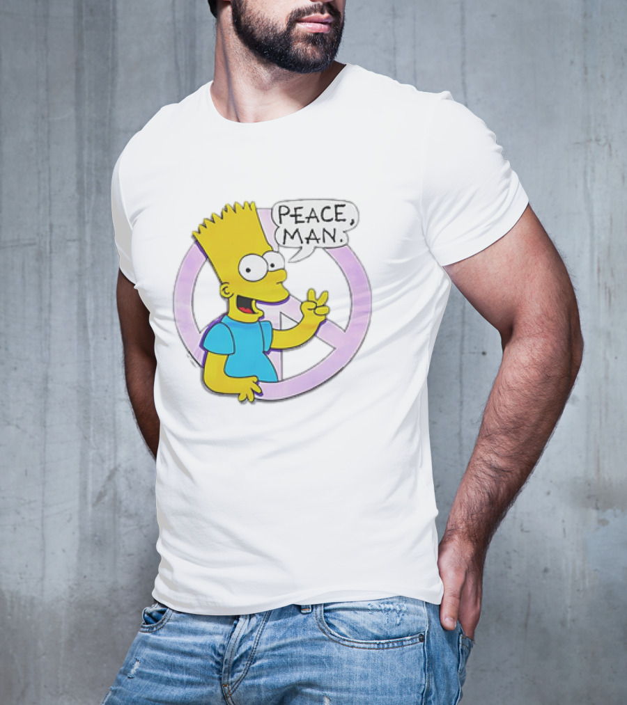 Bart Simpson Peace Man Vintage Iconic Character T-Shirt