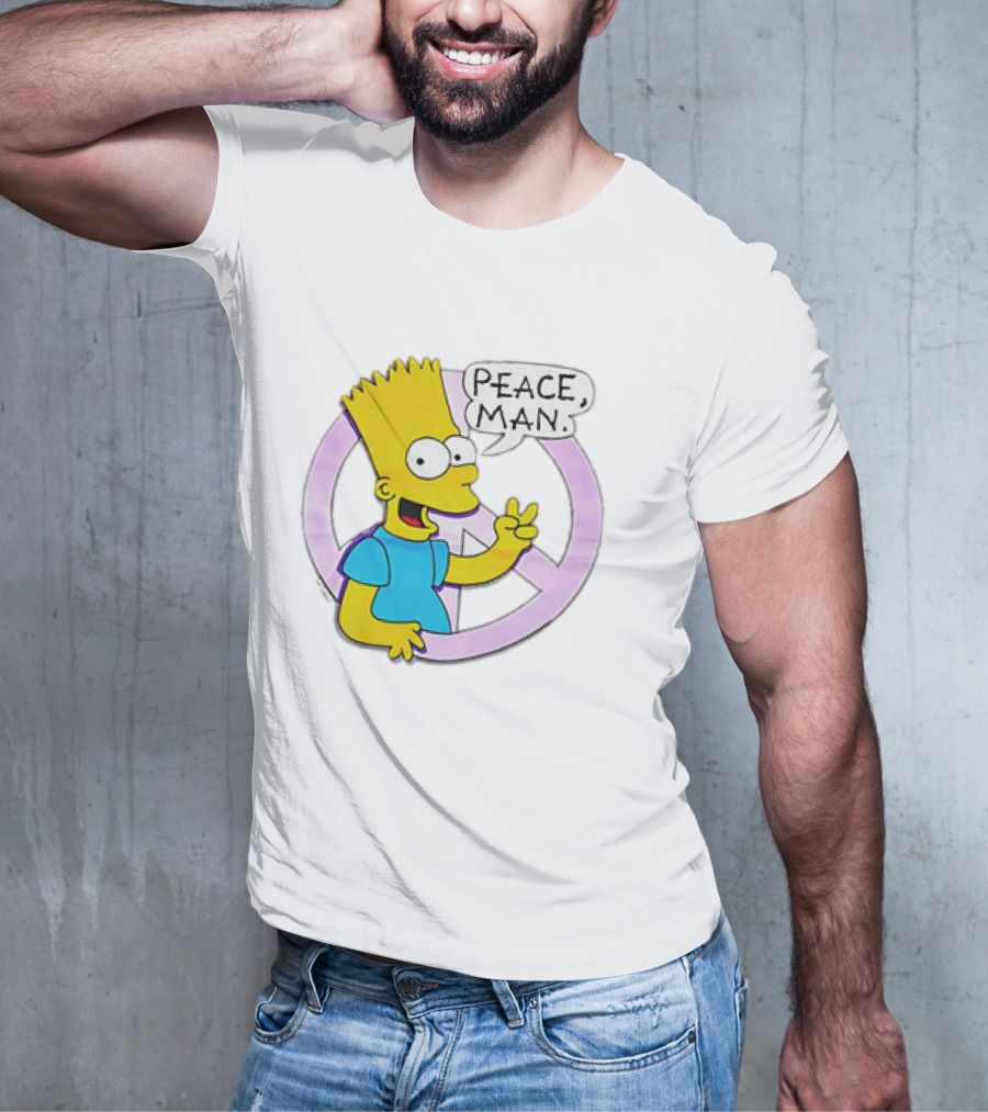 Bart Simpson Peace Man Vintage Iconic Character T-Shirt