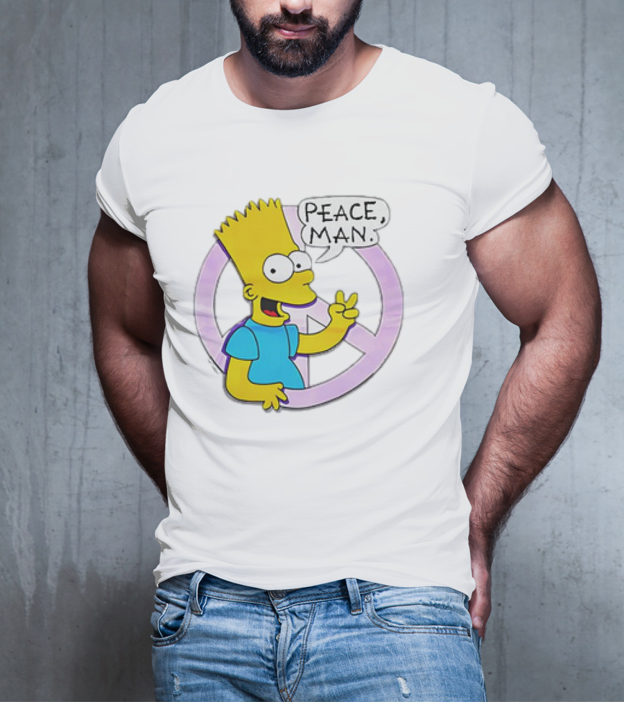 Bart Simpson Peace Man Vintage Iconic Character T-Shirt