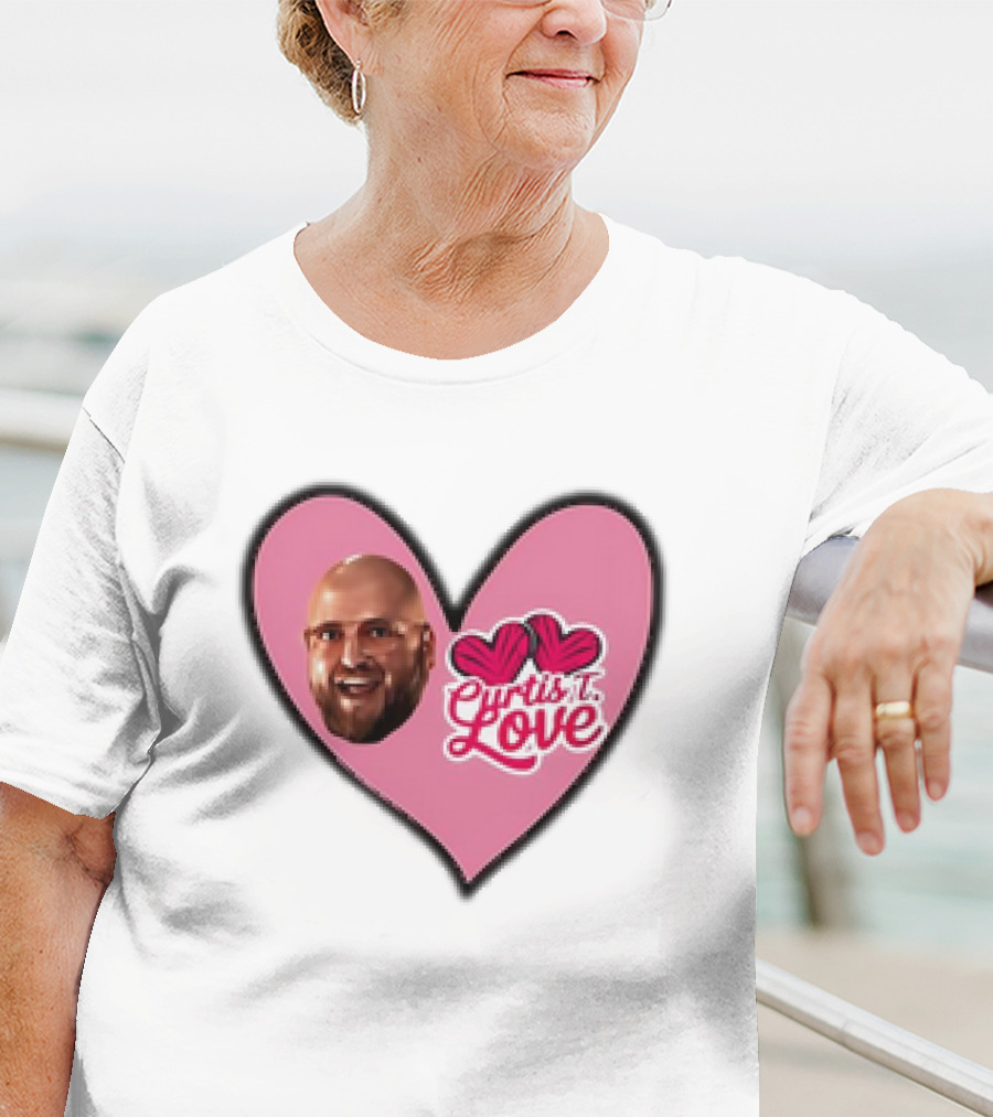 Curtis T Love Heart With Curtis Love Face And Pink Heart T-Shirt