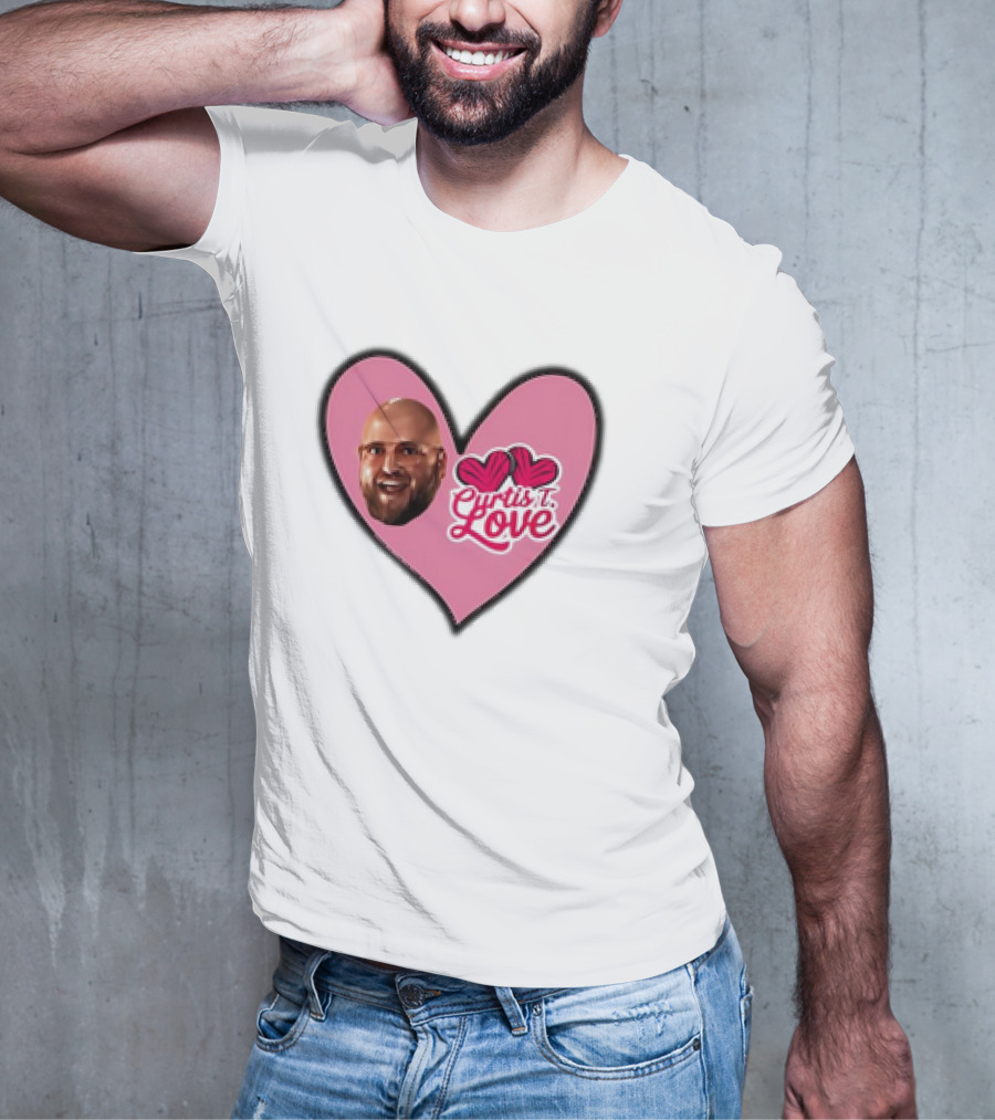 Curtis T Love Heart With Curtis Love Face And Pink Heart T-Shirt