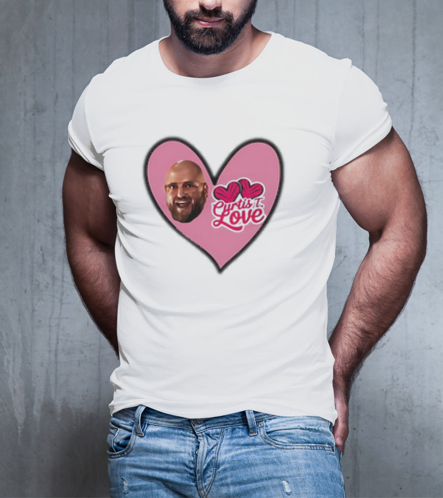 Curtis T Love Heart With Curtis Love Face And Pink Heart T-Shirt