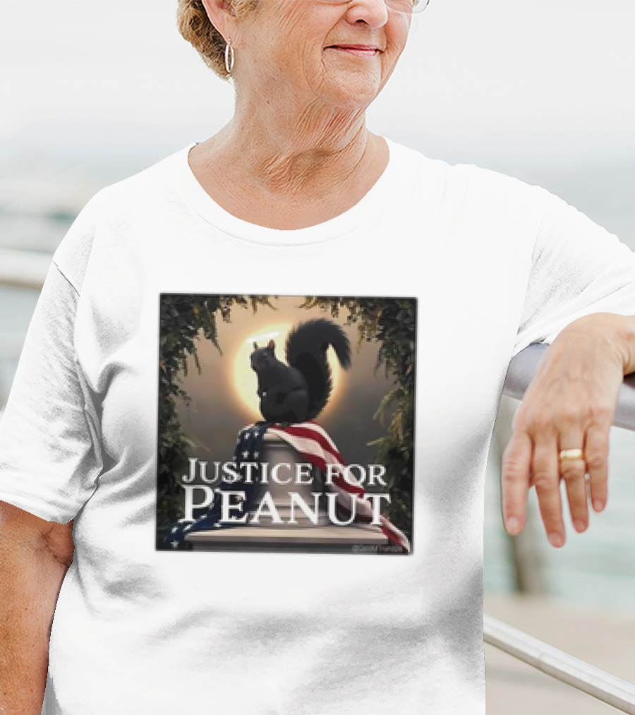 Justice For Peanut The Squirrel With American Flag Iconography T-Shirt