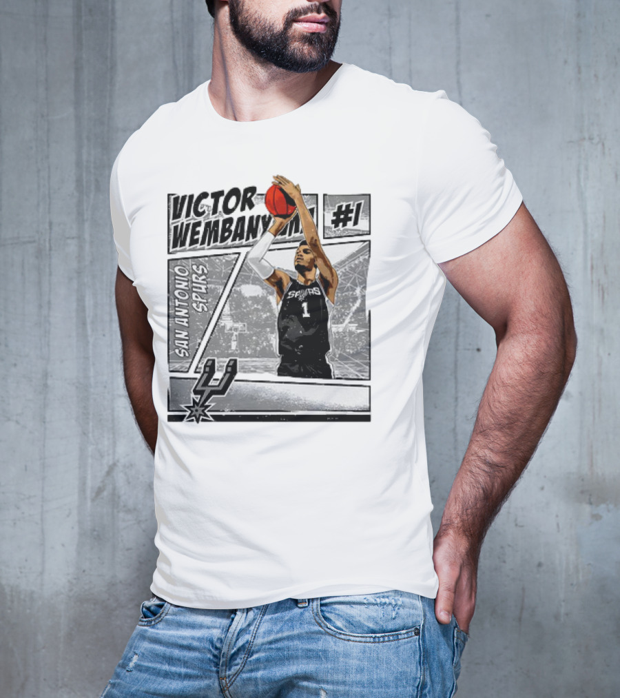 Victor Wembanyama San Antonio Spurs #1 NBA Comic Vintage T-Shirt