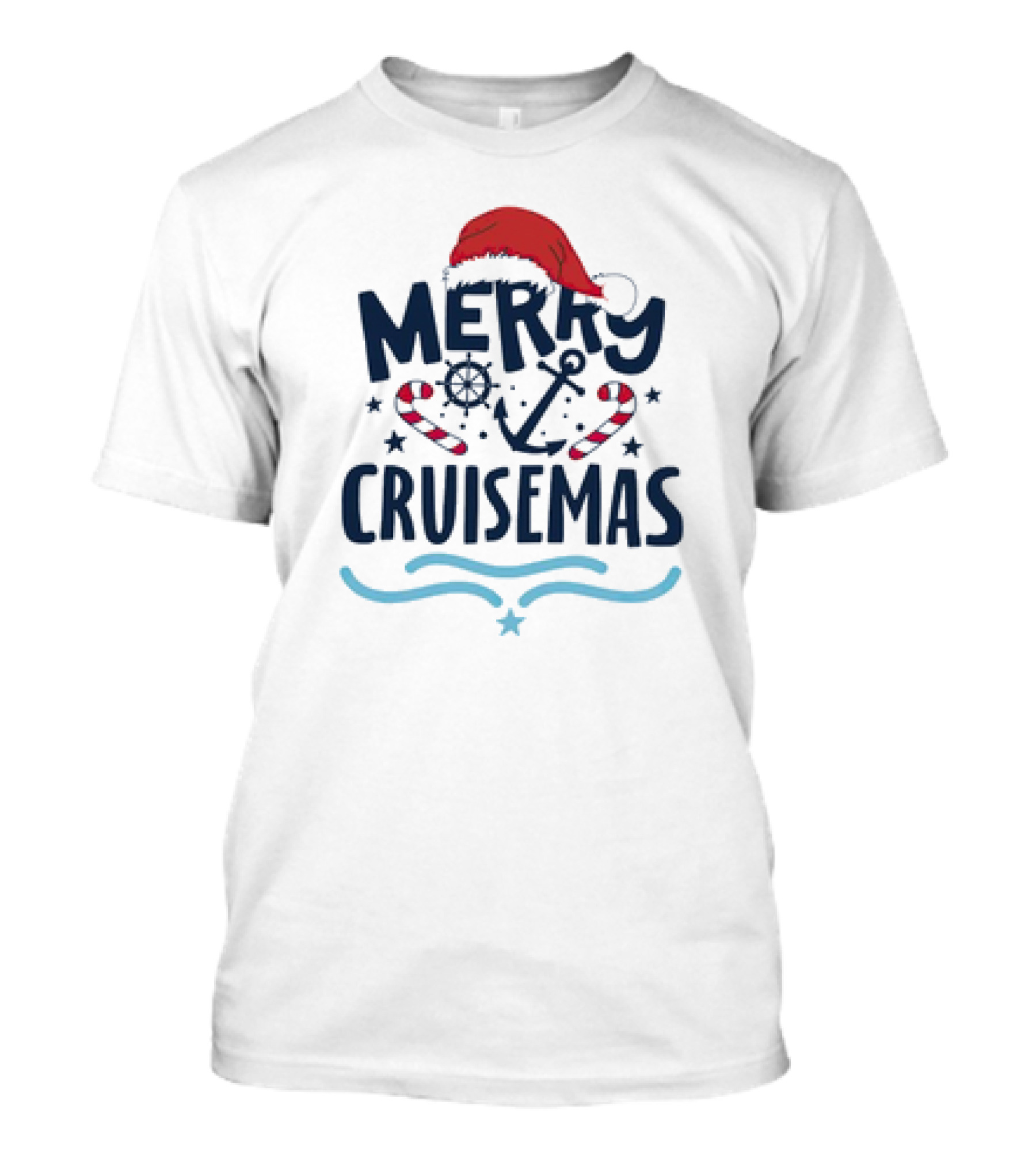 Merry Cruisemas Santa Hat Candy Cane Anchor Christmas T-Shirt