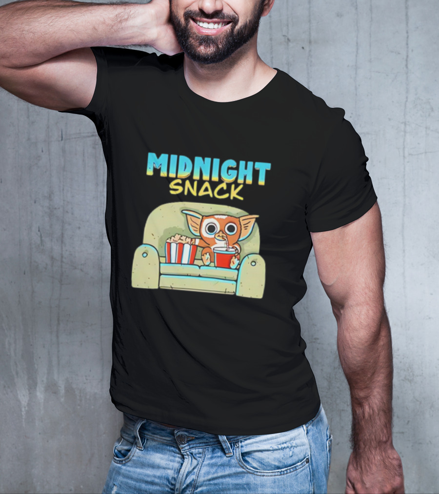 Midnight Snack Mogwai Relaxing On Couch With Popcorn And Soda T-Shirt