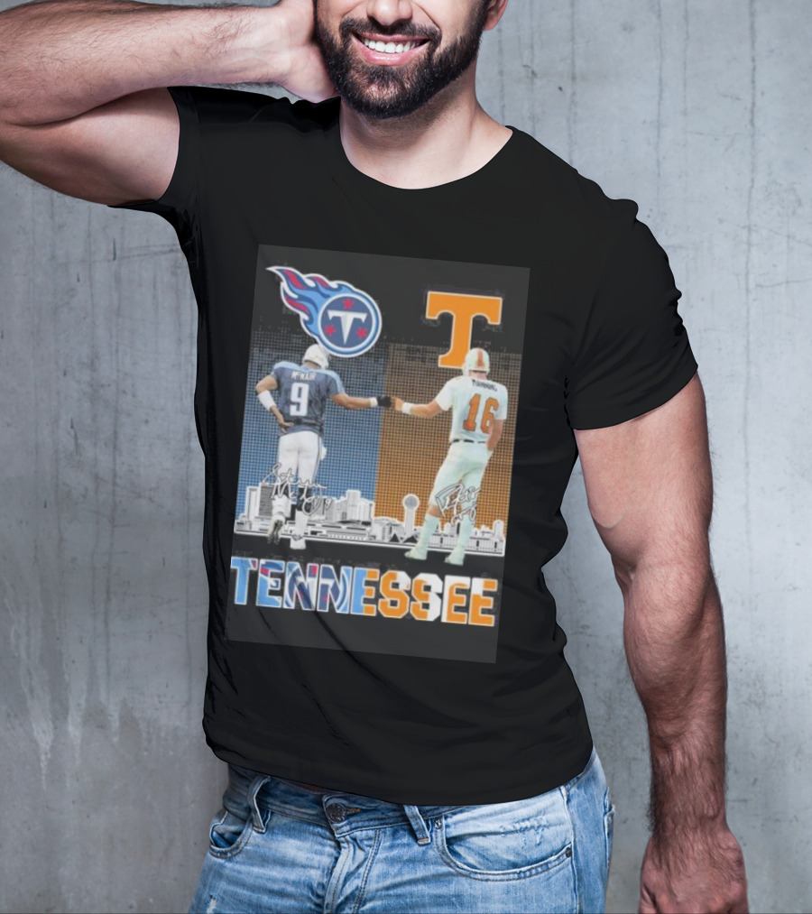 Tennessee Titans Steve McNair Peyton Manning Volunteers Skyline T-Shirt