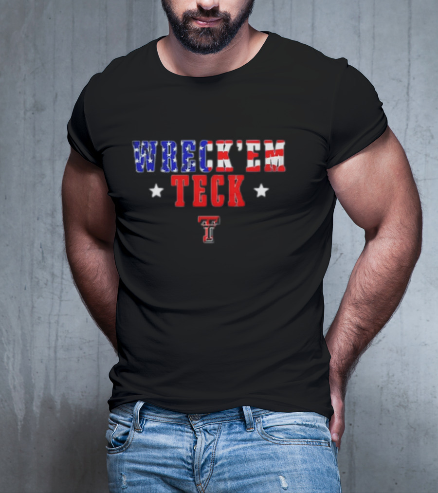 Wreck Em Texas Tech Red Raiders Stars Stripes T-Shirt