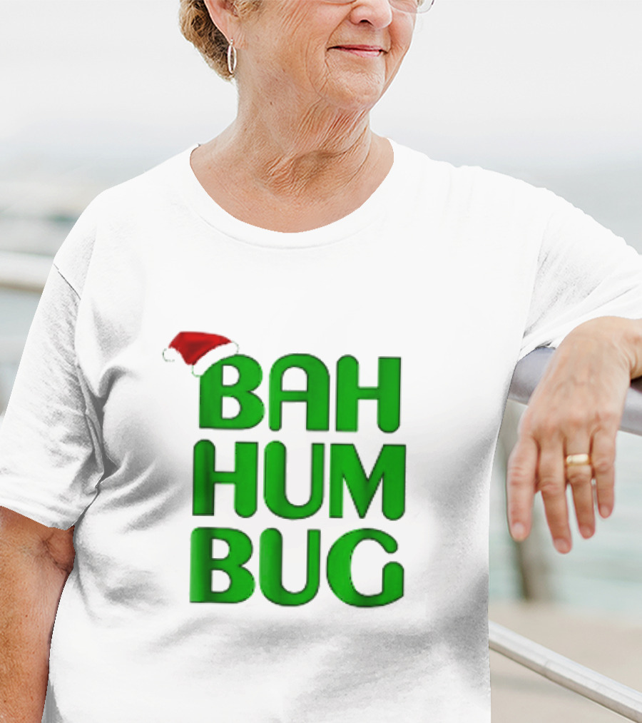 Bah Hum Bug Christmas Text With Santa Hat T-Shirt