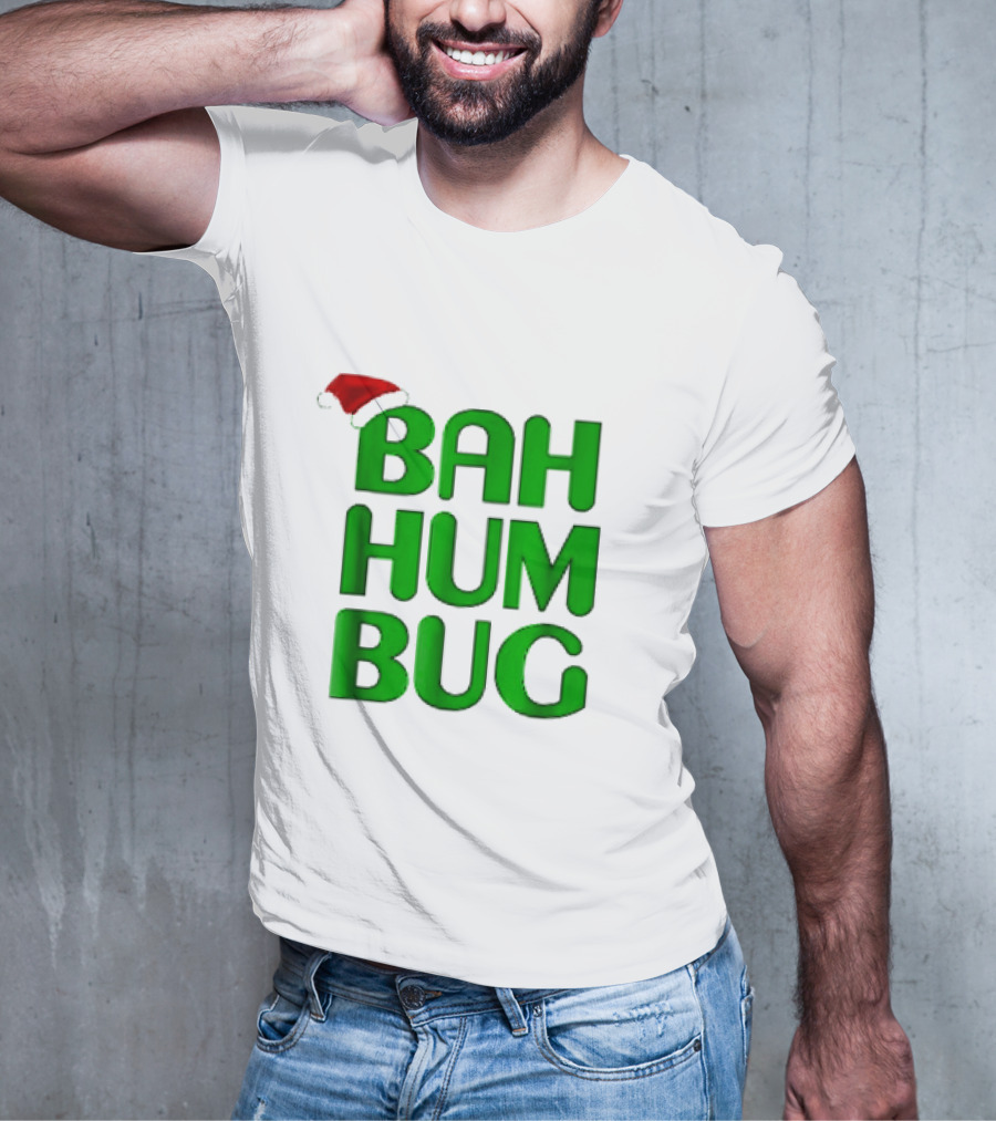 Bah Hum Bug Christmas Text With Santa Hat T-Shirt