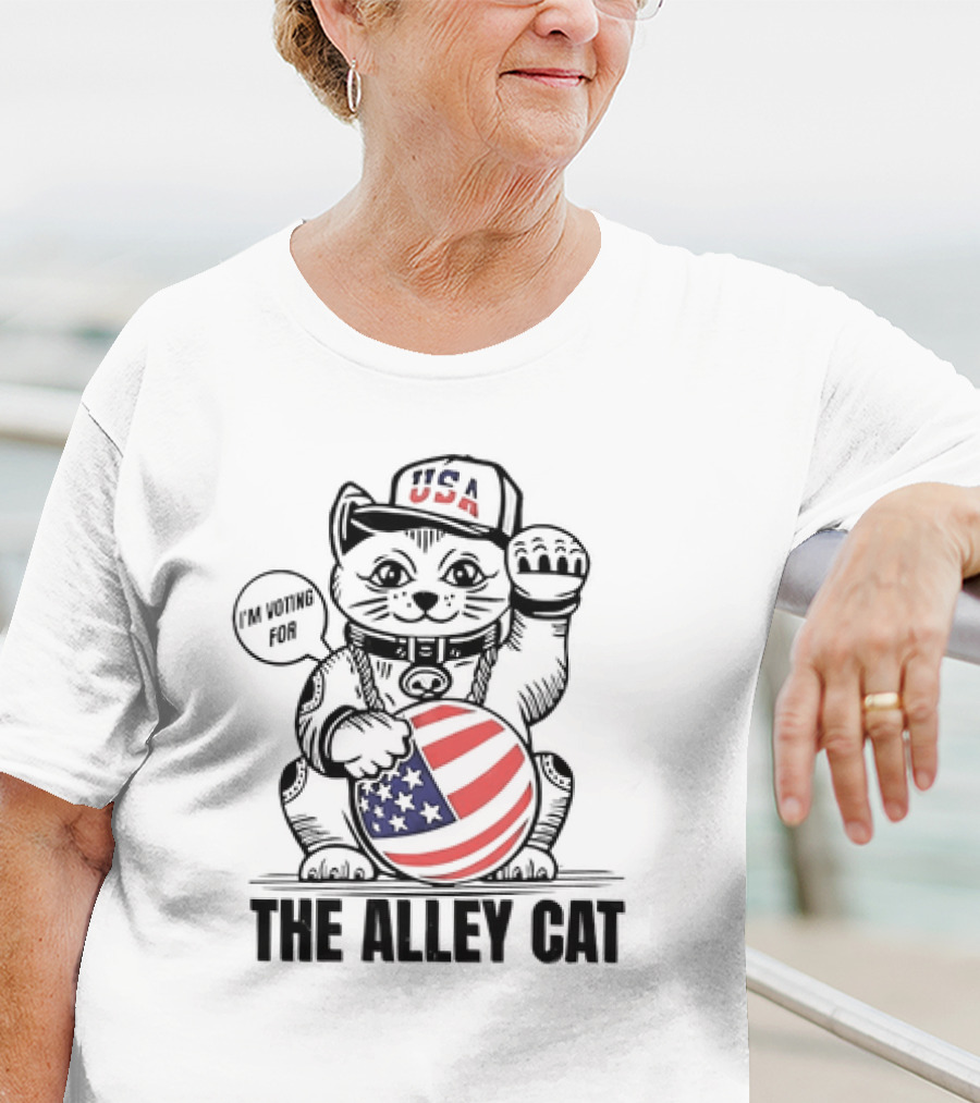 I'm Voting For The Alley Cat USA With American Flag Baseball Cap T-Shirt