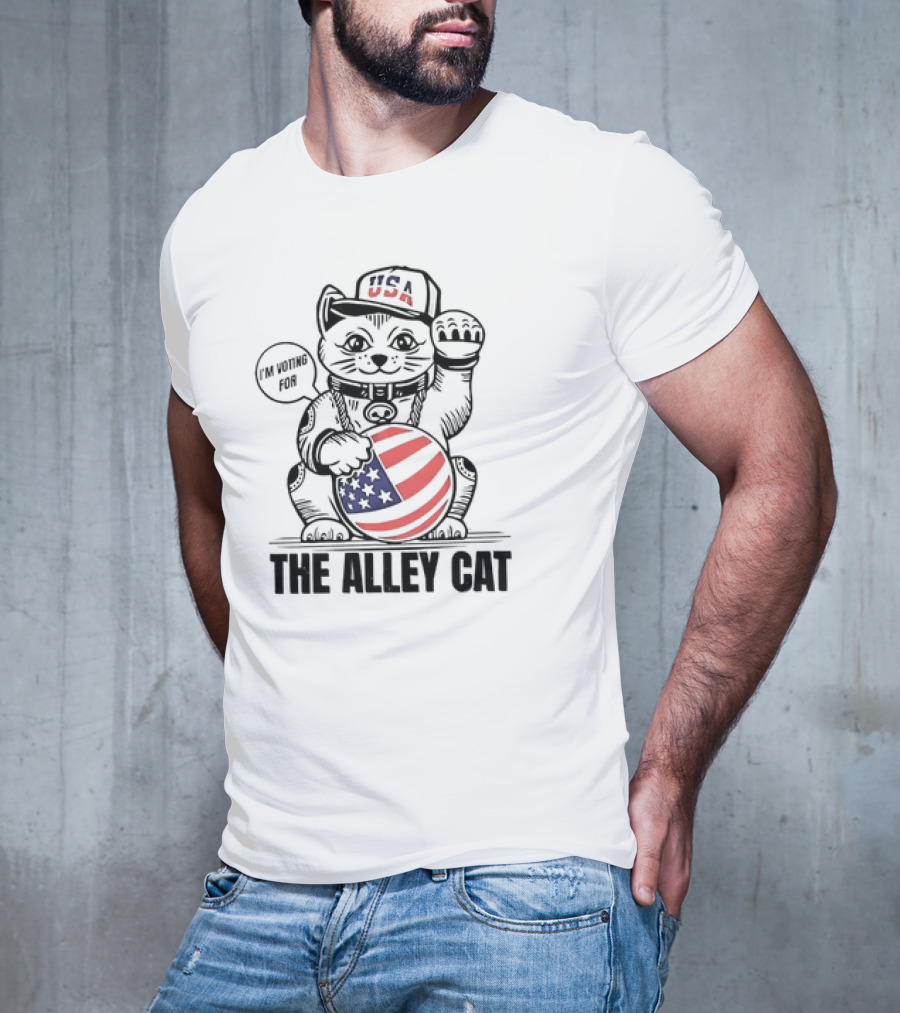 I'm Voting For The Alley Cat USA With American Flag Baseball Cap T-Shirt