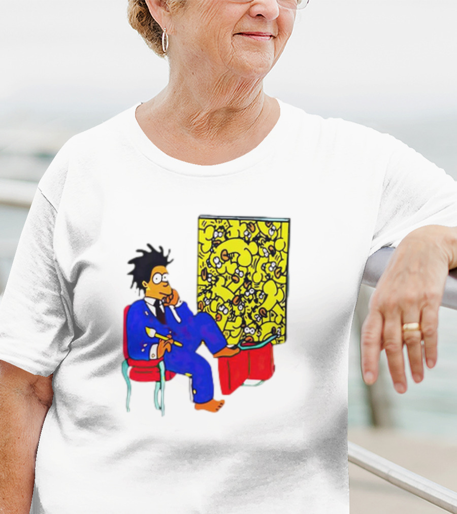 The Simpsons Jay-Z Cartoon Style Art With Basquiat Sitting On Red Chair T-Shirt