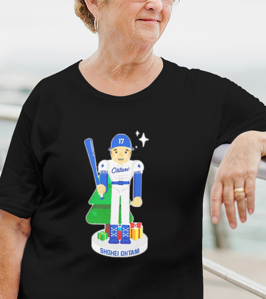 Shohei Ohtani Los Angeles Dodgers MLBPA Christmas Nutcracker With Tree And Gifts T-Shirt