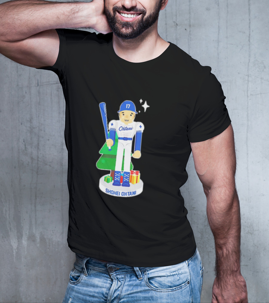 Shohei Ohtani Los Angeles Dodgers MLBPA Christmas Nutcracker With Tree And Gifts T-Shirt