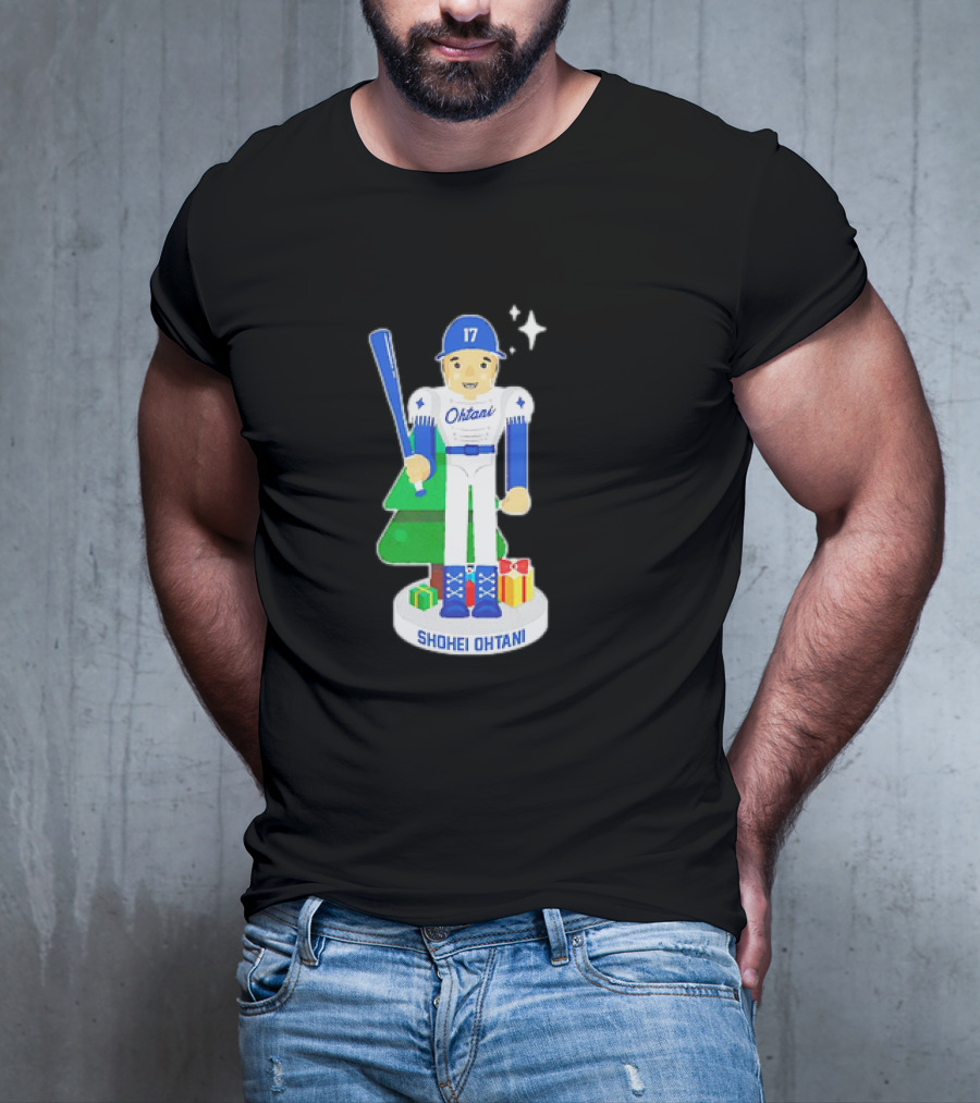 Shohei Ohtani Los Angeles Dodgers MLBPA Christmas Nutcracker With Tree And Gifts T-Shirt