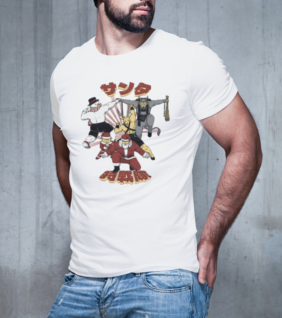 Santa Claus Krampus Frosty The Snowman Reindeer Elf Santa Force Christmas Team T-Shirt