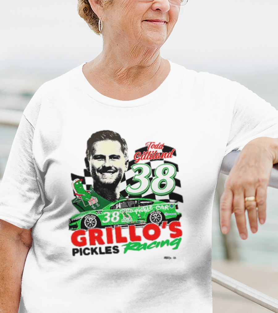 Todd Gilliland 38 Grillo's Pickles Racing Car Checkered Flag Sports T-Shirt