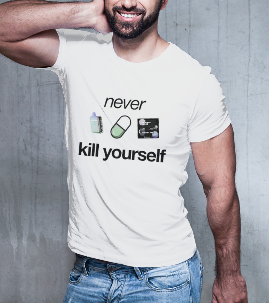 Never Kill Yourself Sad Aesthetics Vintage Vaporwave Pill Retro 90s Grunge T-Shirt