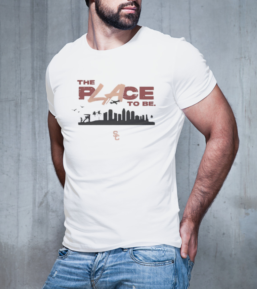 USC Trojans The Place To Be Skyline With SC Logo And Birds T-Shirt