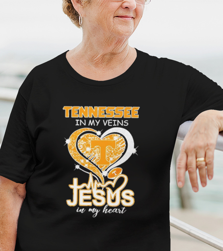 Tennessee In My Veins T Jesus In My Heart Vols Football T-Shirt