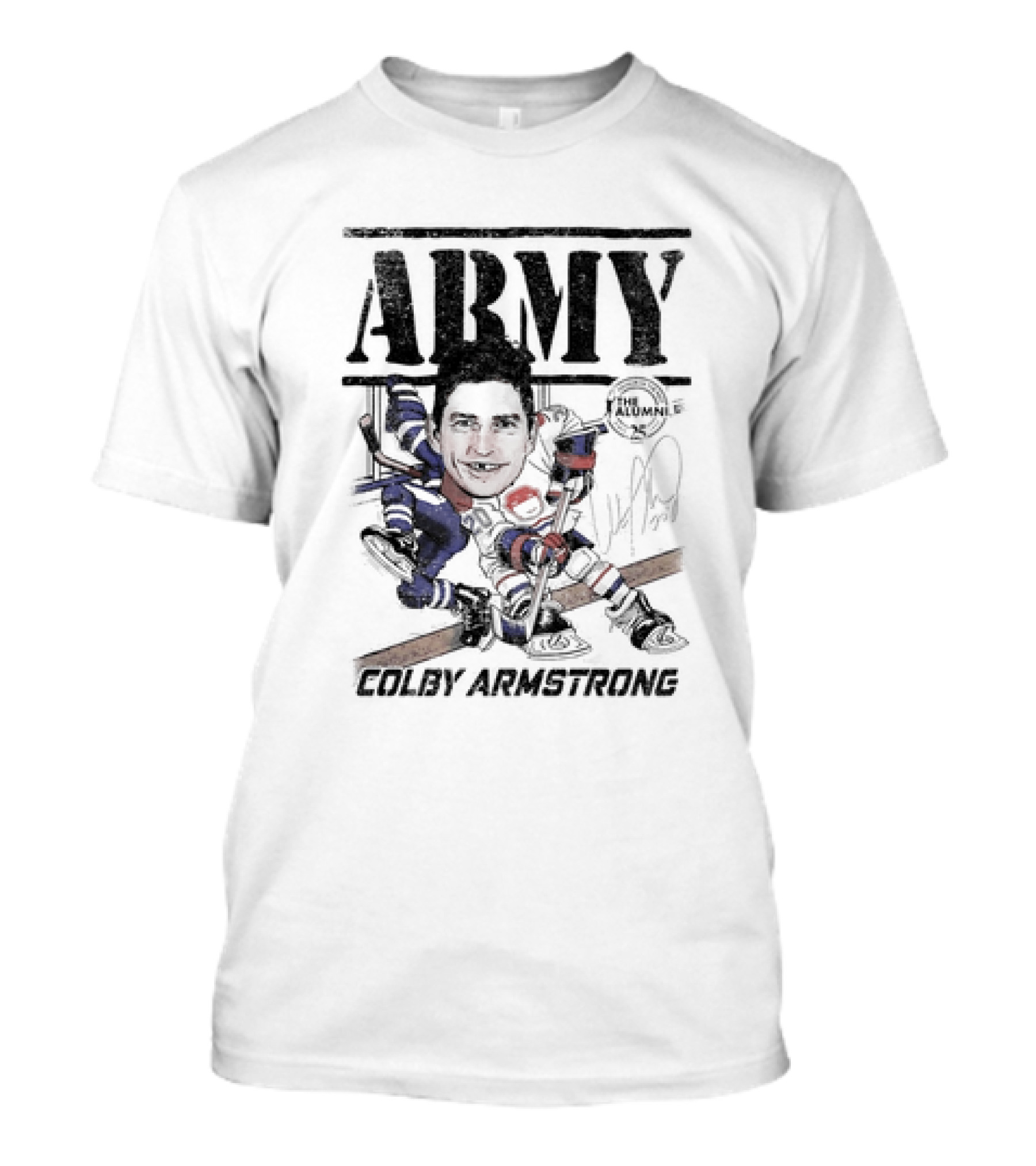 ARMY Colby Armstrong Hockey Caricature The Alumni Signature T-Shirt