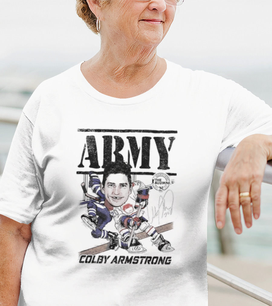 ARMY Colby Armstrong Hockey Caricature The Alumni Signature T-Shirt