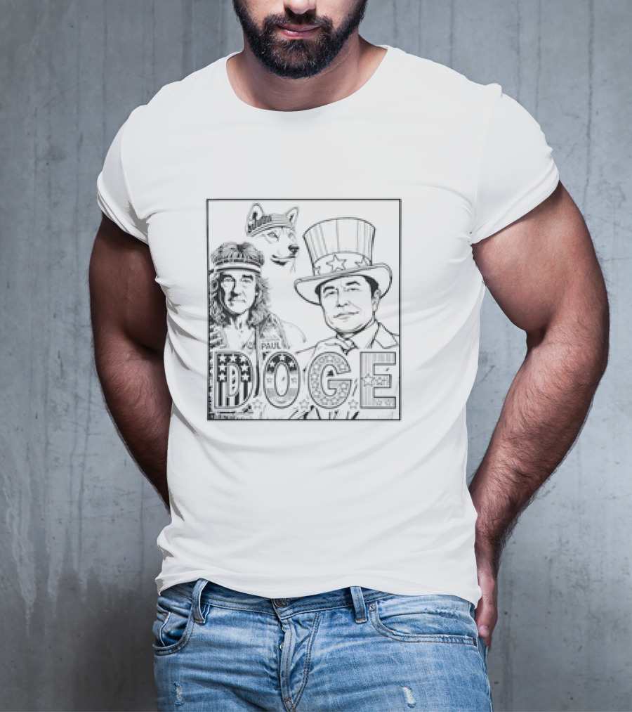 D.O.G.E Vintage USA Elon Musk Ron Paul All-American Doge T-Shirt