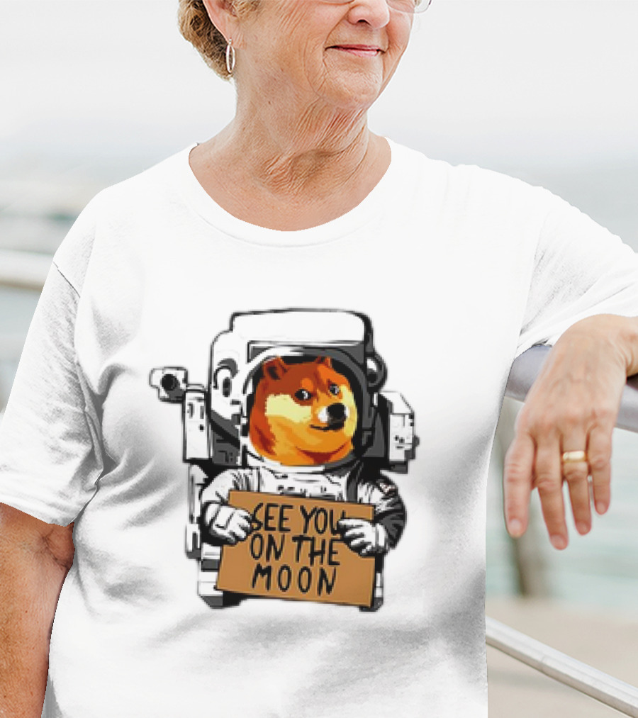 See You On The Moon Dogecoin Doge Holder Cryptocurrency Meme Astronaut T-Shirt
