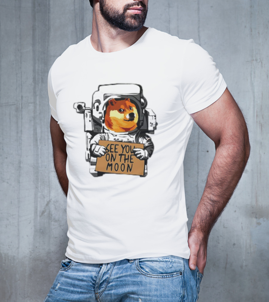 See You On The Moon Dogecoin Doge Holder Cryptocurrency Meme Astronaut T-Shirt