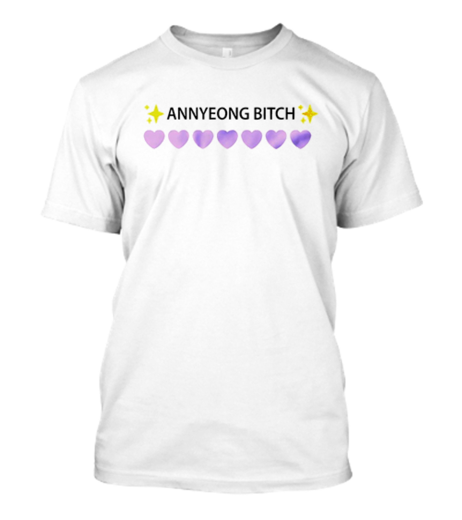 Annyeong Bitch Sparkling Purple Hearts T-Shirt