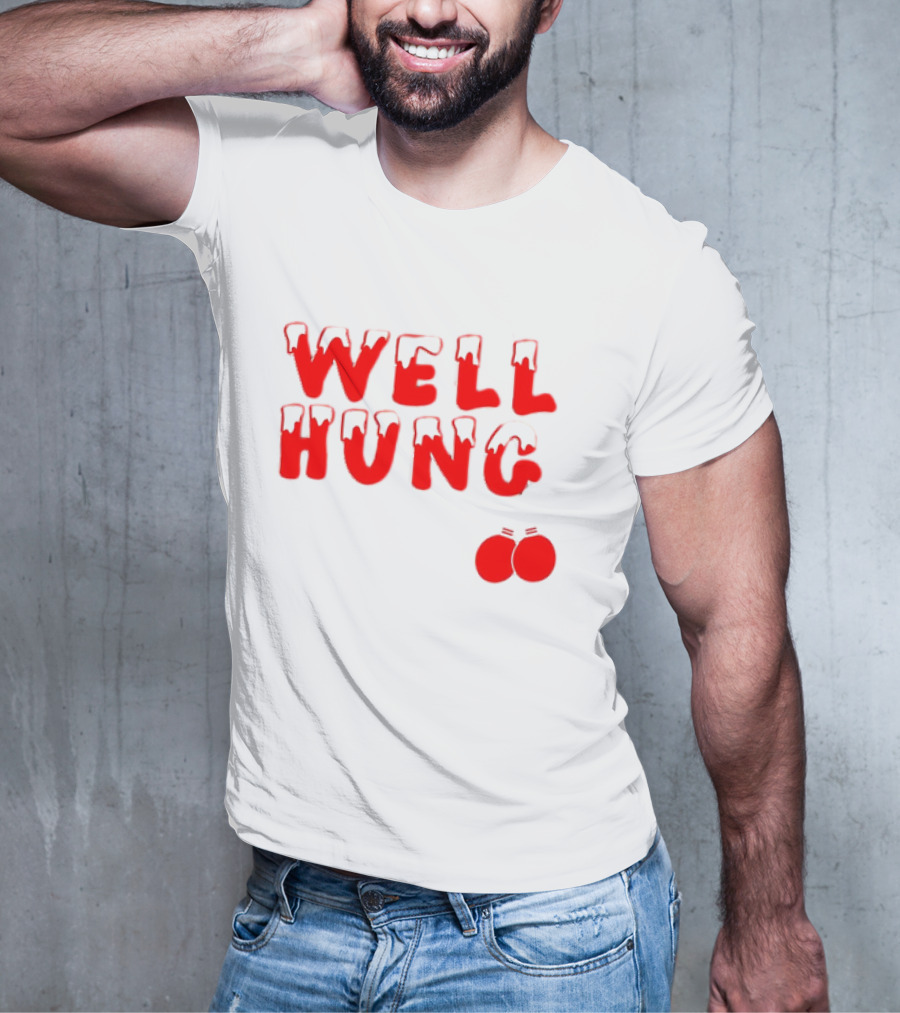 Well Hung Red Christmas Balls Snow-Capped Letters T-Shirt