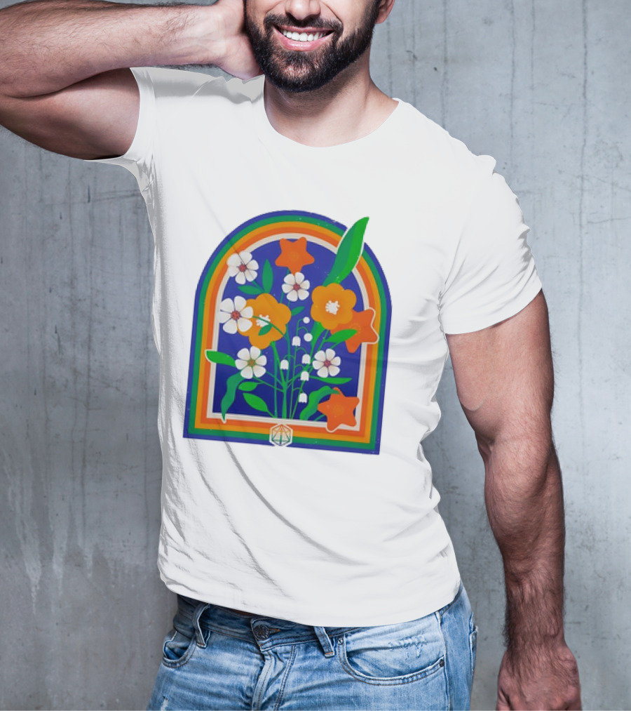 Critical Role Hope Blooms Floral Design Rainbow Border Blossoms T-Shirt