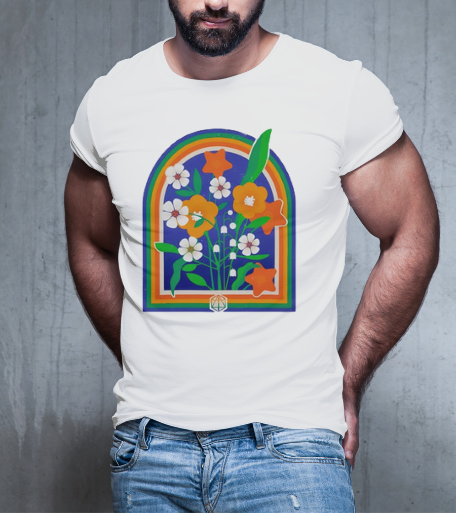 Critical Role Hope Blooms Floral Design Rainbow Border Blossoms T-Shirt