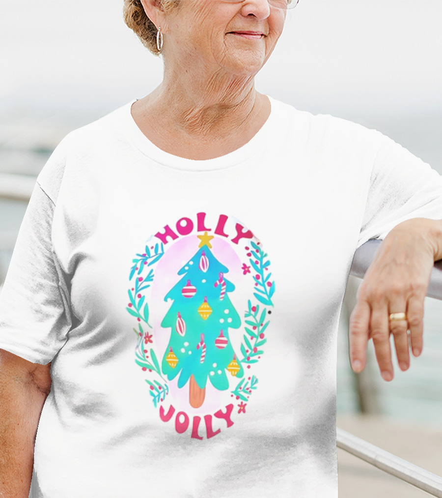 Holly Jolly Christmas Tree With Ornaments And Foliage T-Shirt