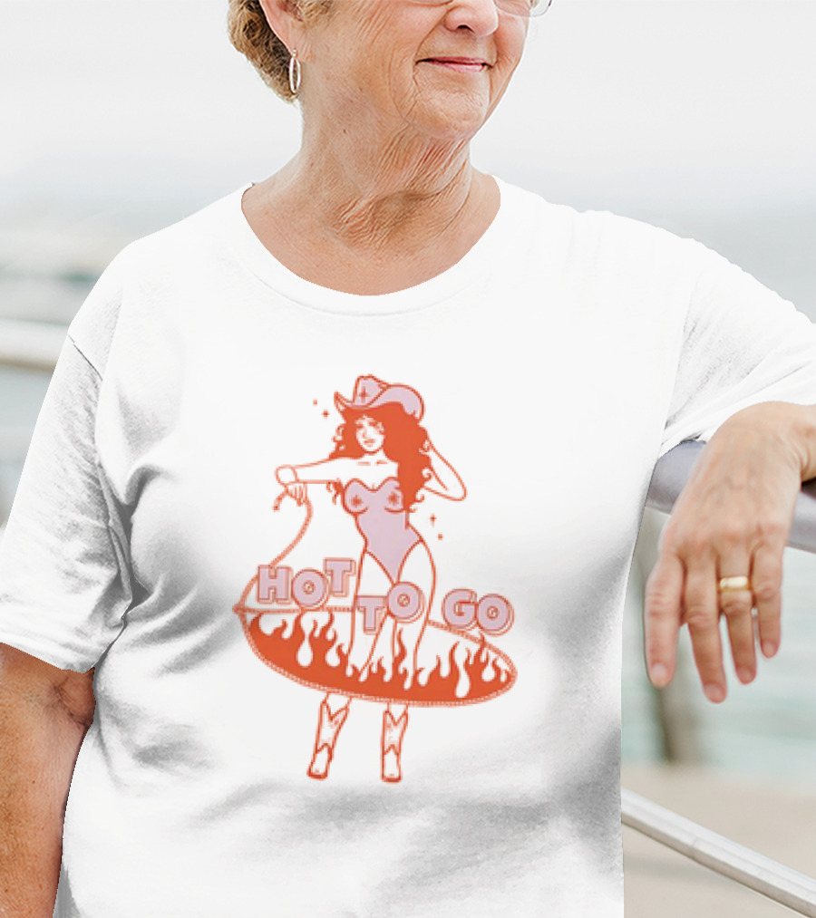 Hot To Go Cowgirl Flames And Lasso T-Shirt