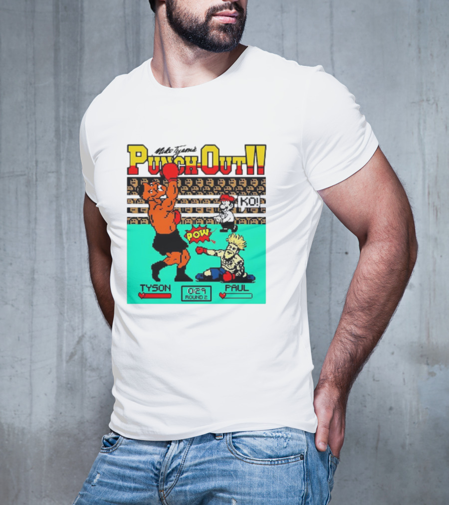 Mike Tyson’s Punch-Out KO Tyson POW Paul Round 2 Retro Game Boxing Match T-Shirt