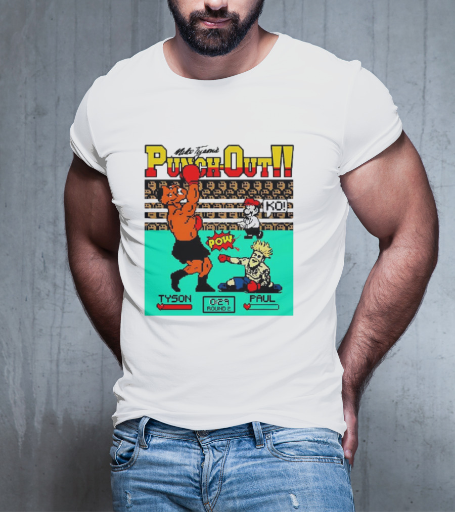 Mike Tyson’s Punch-Out KO Tyson POW Paul Round 2 Retro Game Boxing Match T-Shirt