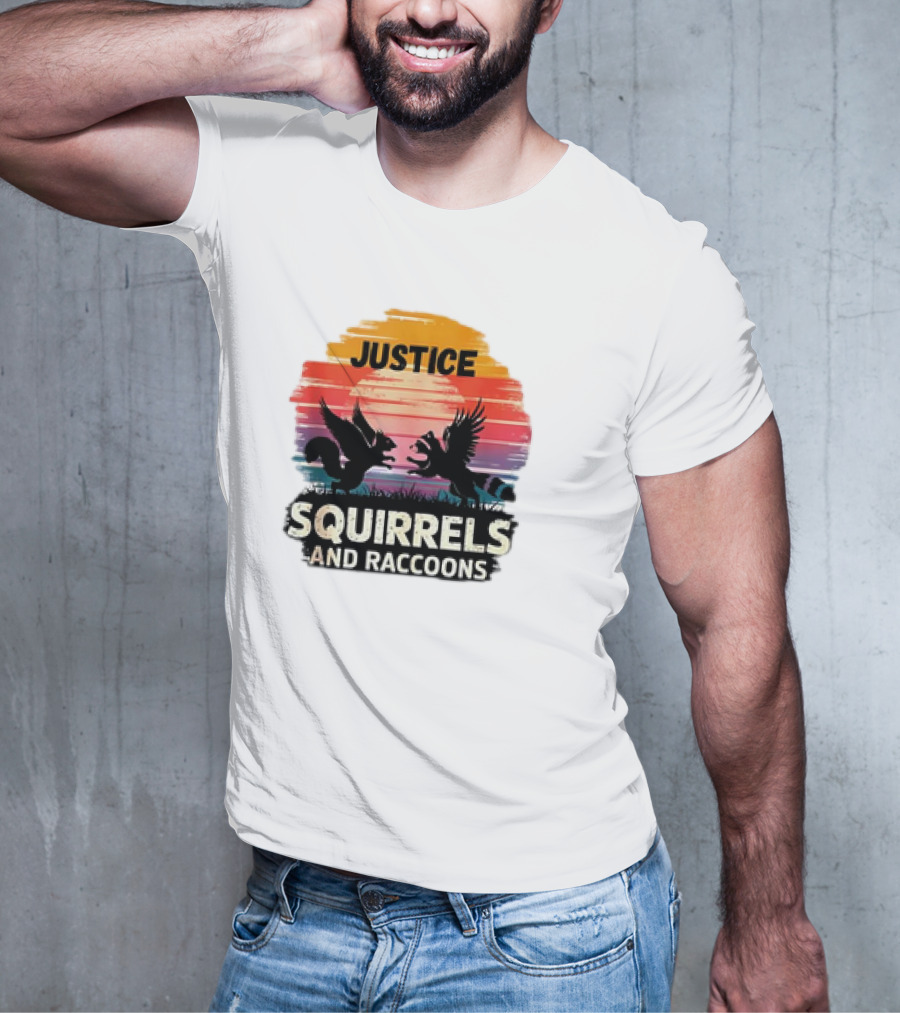 Justice For Peanut The Squirrel And Fred The Raccoon Retro Sunset T-Shirt