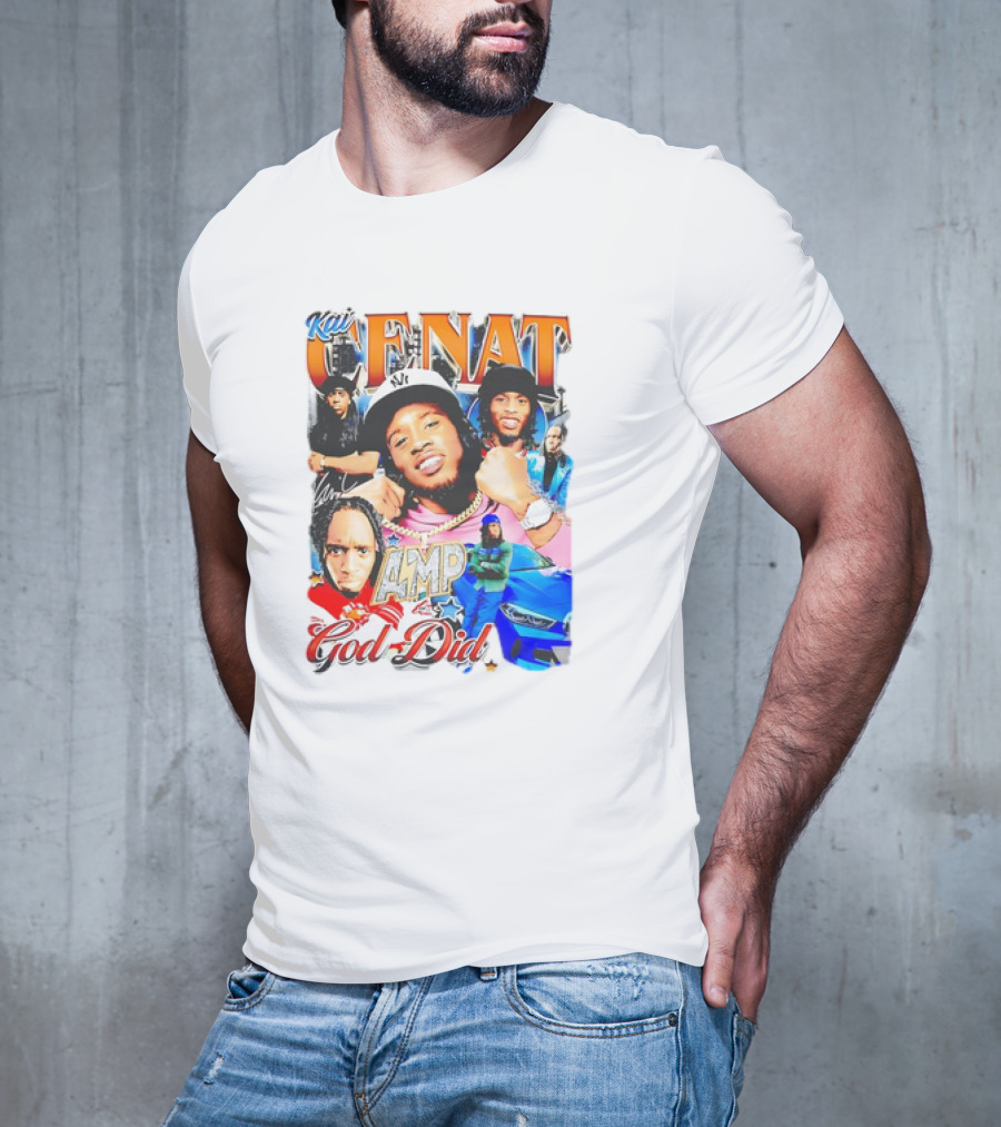 Kai Cenat AMP God Did Car Streamer Graphic Collage T-Shirt