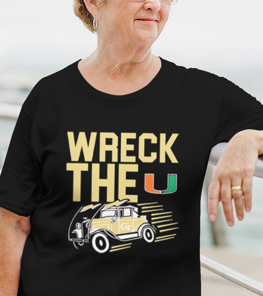 Wreck The U Georgia Tech Yellow Jackets GT Vintage Car Miami T-Shirt