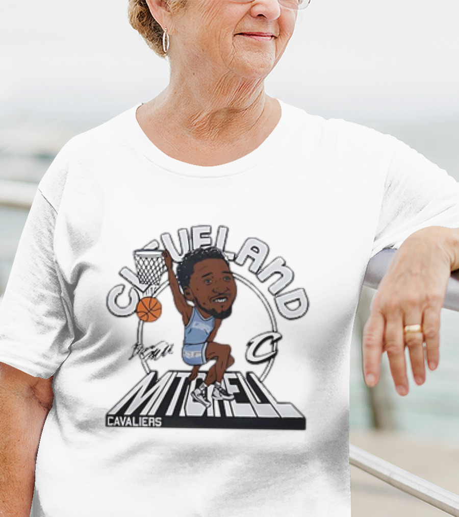 Cleveland Cavaliers Donovan Mitchell Caricature Signature Basketball Player T-Shirt