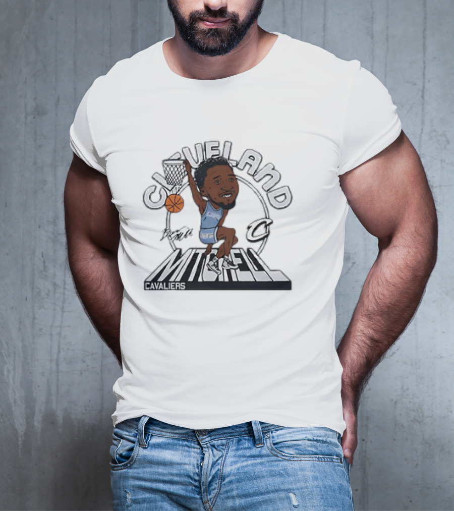 Cleveland Cavaliers Donovan Mitchell Caricature Signature Basketball Player T-Shirt