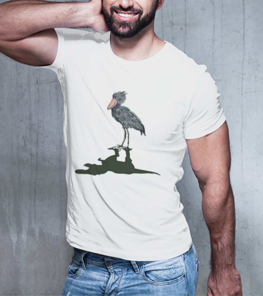 Shoebill Stork With Dinosaur Shadow Meme T-Shirt